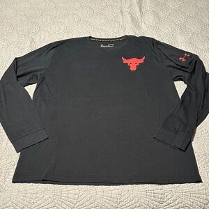 Under Armour Men’s Project Rock L/S Black “Hardest Worker” Tee, LN, Size XL
